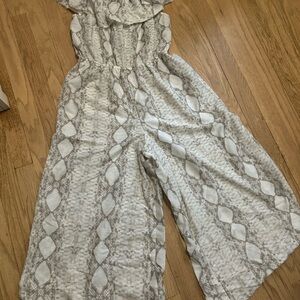 Gray and White Snakeskin Swim Coverup Jumpsuit
